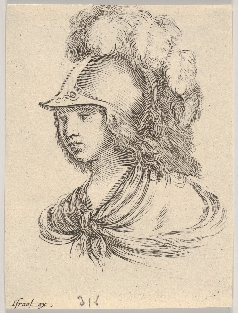 Tafel 9: Büste der Minerva, mit einem Helm mit Federn, nach links blickend, aus ..., 1650 von Stefano della Bella