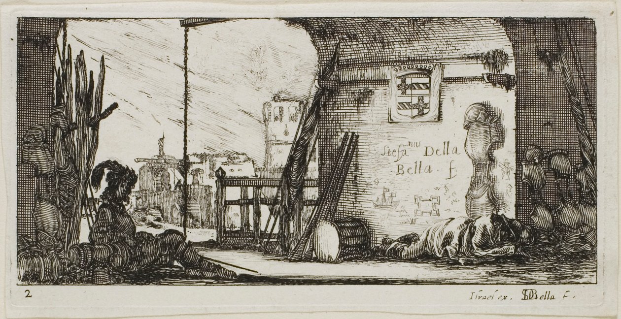 Tafel Zwei aus Zeichnungen von verschiedenen Bewegungen von Soldaten von Stefano della Bella