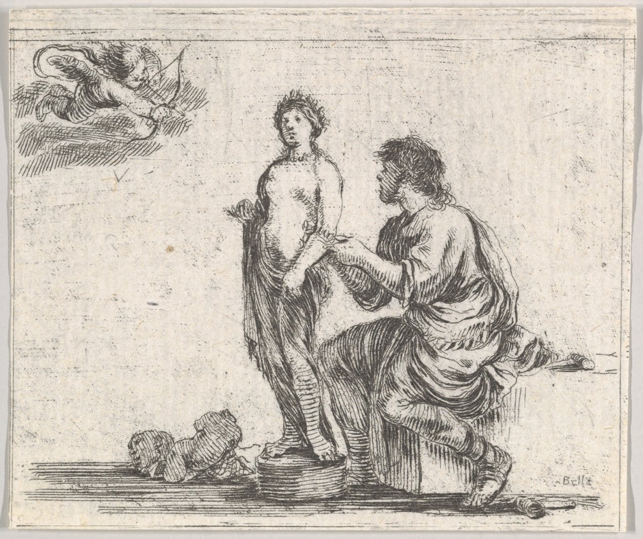 Pygmalion, aus Spiel der Mythologie Jeu de la Mythologie, 1644 von Stefano della Bella