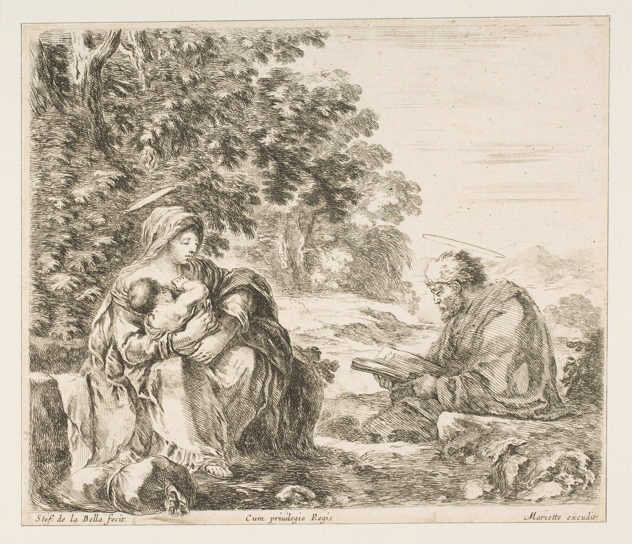 Ruhe auf der Flucht nach Ägypten, ca. 1649 von Stefano della Bella