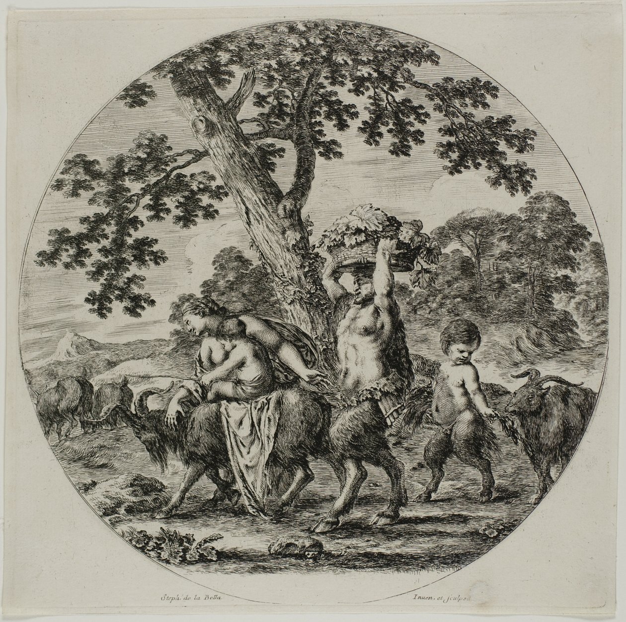 Satyrfamilie beim Spaziergang von Stefano della Bella