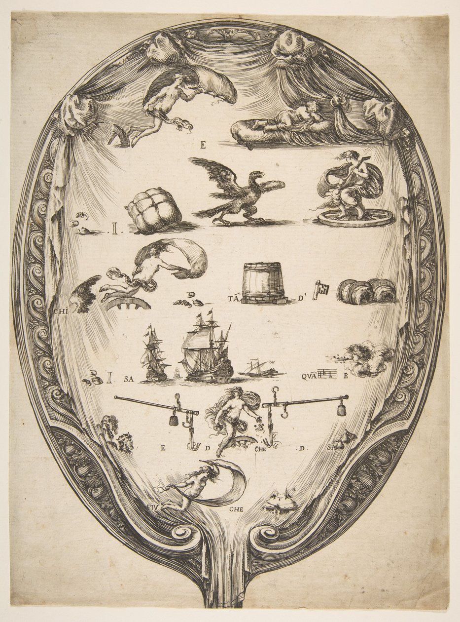 Schirm mit Rebus des Glücks, ca. 1639 von Stefano della Bella