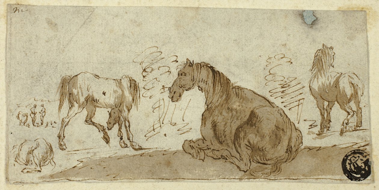 Studien von Pferden in einer Landschaft von Stefano della Bella