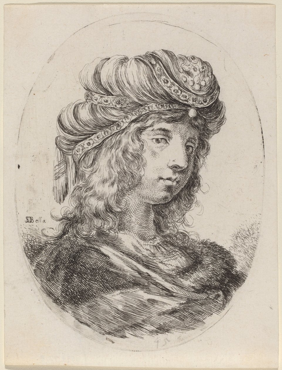 Sultanin mit gestreiftem Turban, nach rechts gewandt von Stefano della Bella