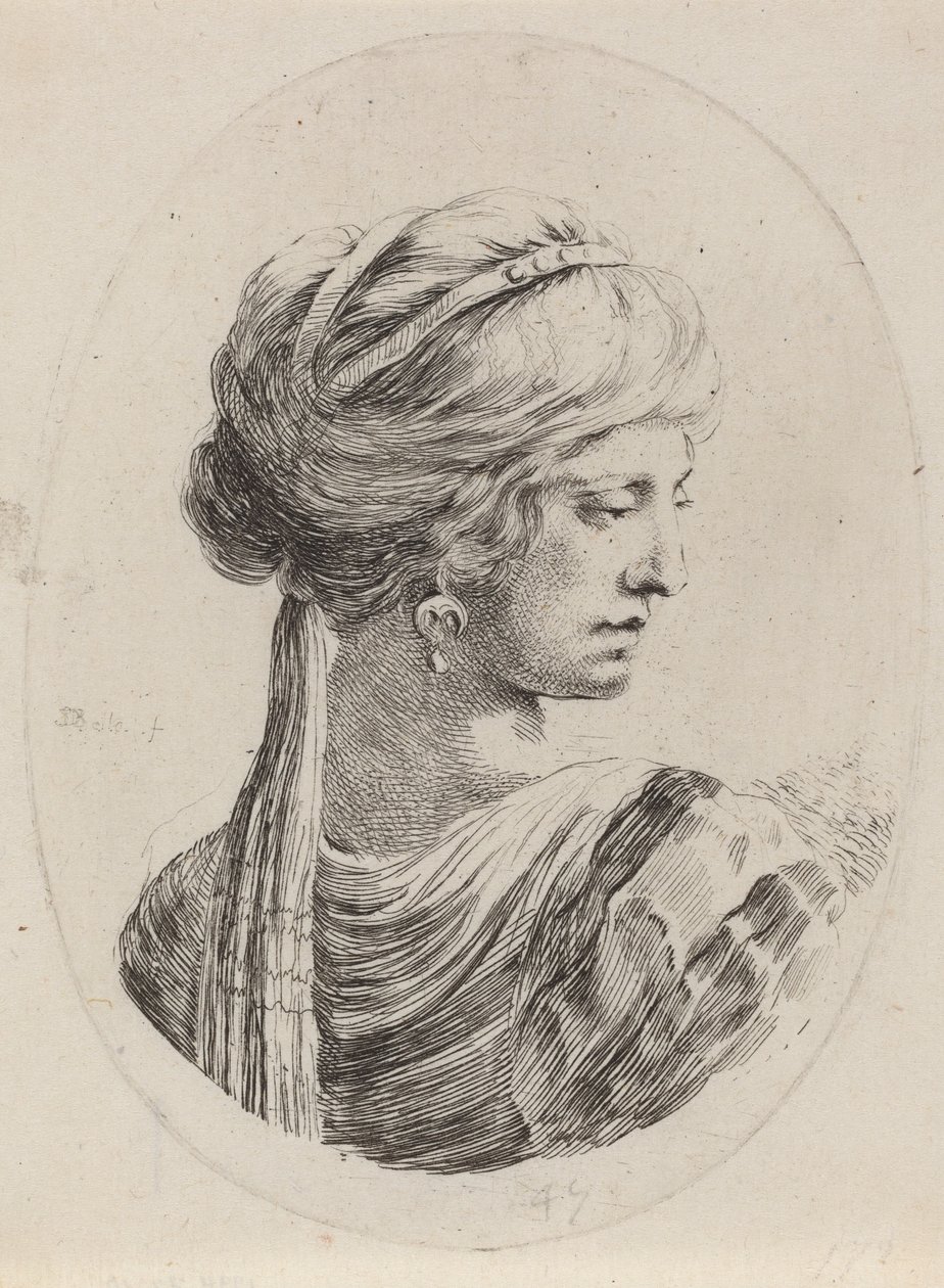 Sultanine in einem verschleierten Turban, von hinten gesehen, 1649-1650 von Stefano della Bella