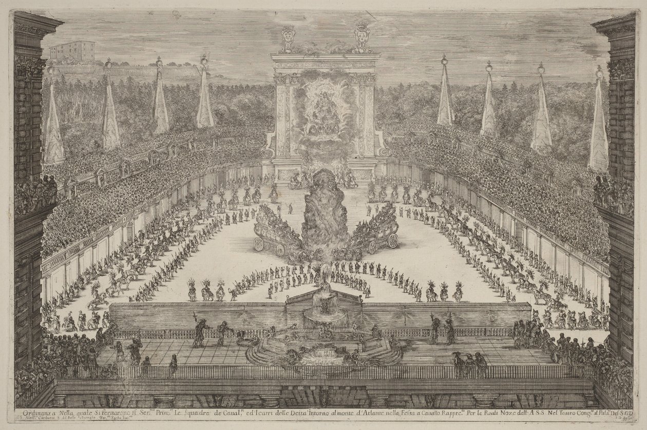 Der Prinz der Toskana, seine Reitertruppen und Kutschen rund um den Berg Atlas von Stefano della Bella