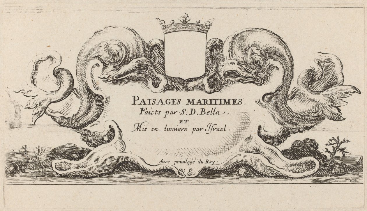Titelblatt für Paysages maritimes, 1644 von Stefano della Bella