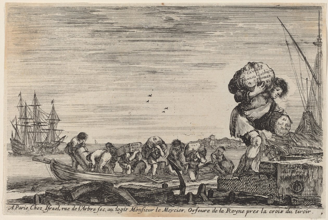 Titelseite für "Ansichten der Häfen des Meeres" von Stefano della Bella