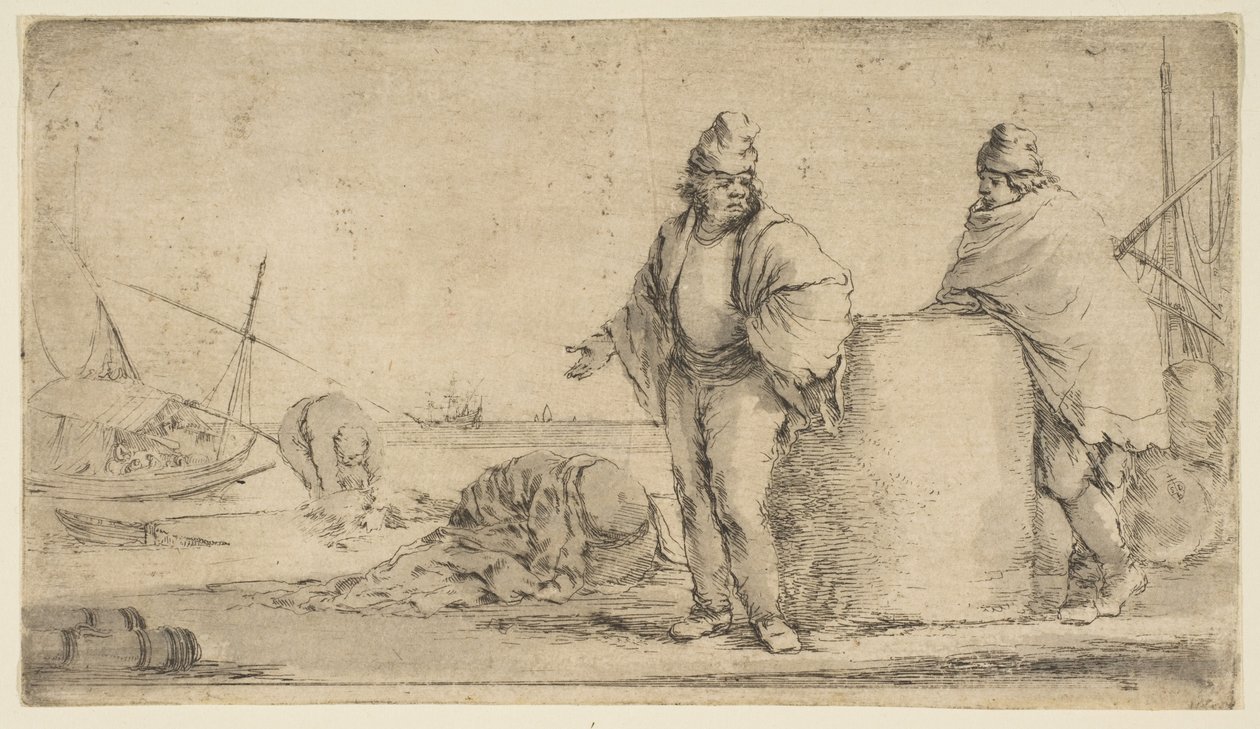 Zwei Matrosen mit einer Warenballen, ca. 1662 von Stefano della Bella