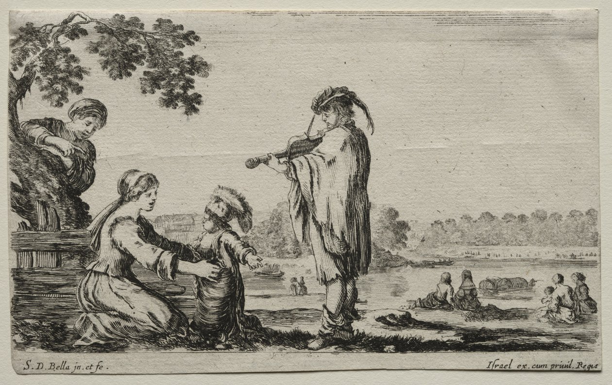 Verschiedene Figuren und Landschaften: Ein Geigenspieler von Stefano della Bella