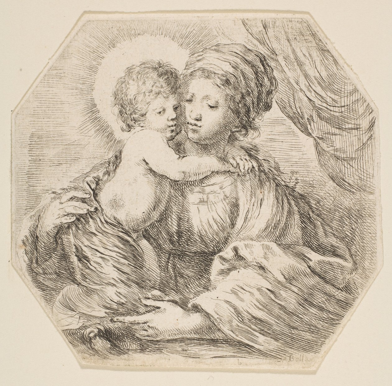 Jungfrau und Christuskind, eine achteckige Komposition, ca. 1649 von Stefano della Bella