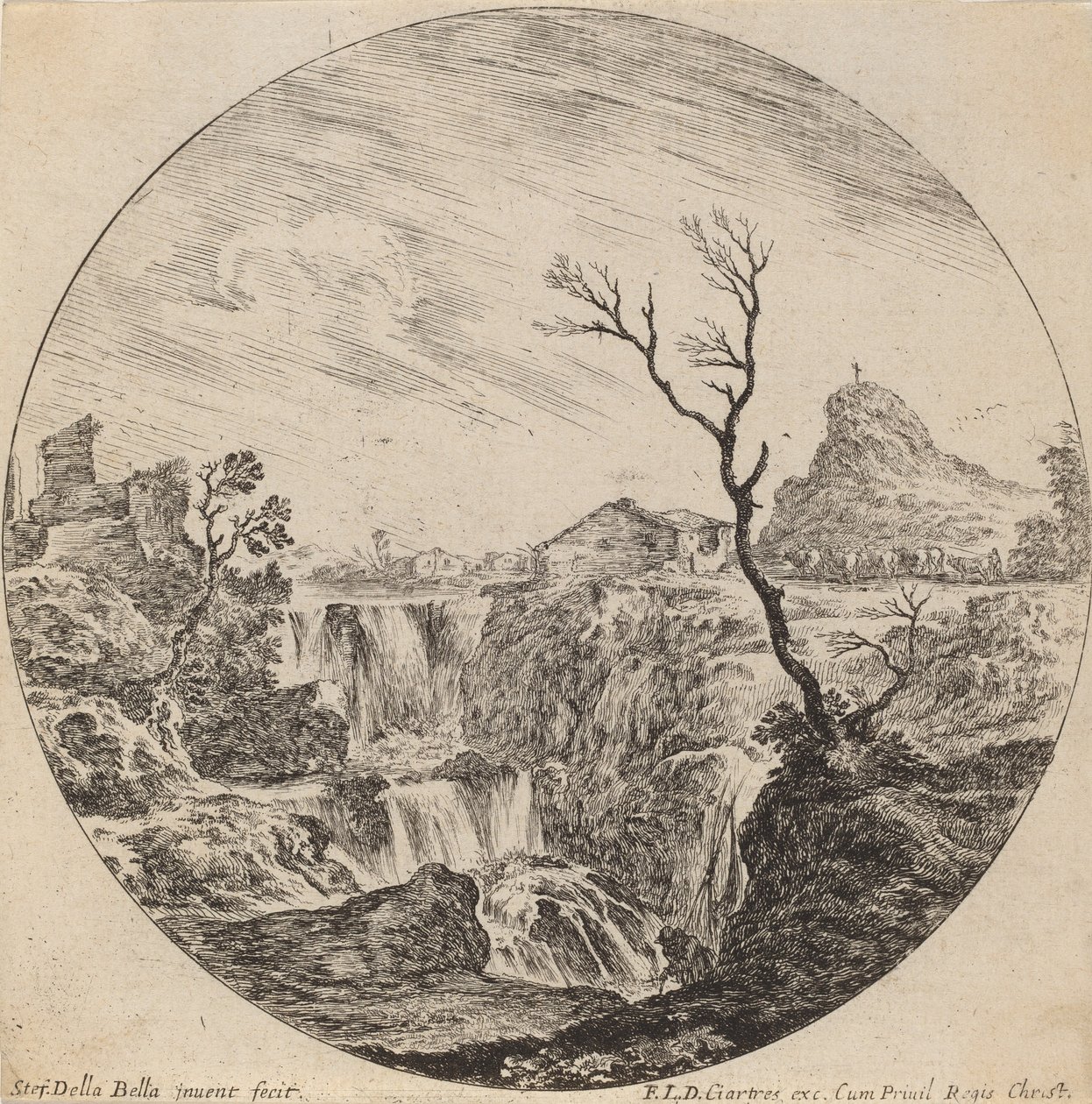 Wasserfall mit drei Stufen, 1646 von Stefano della Bella