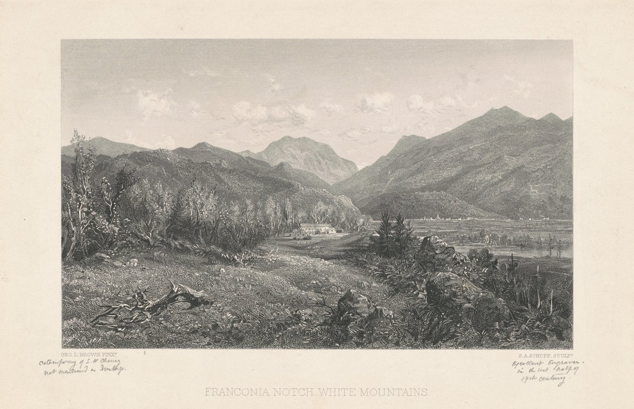 Franconia Notch, Weiße Berge von Stephen Alonzo Schoff, after George L. Brown