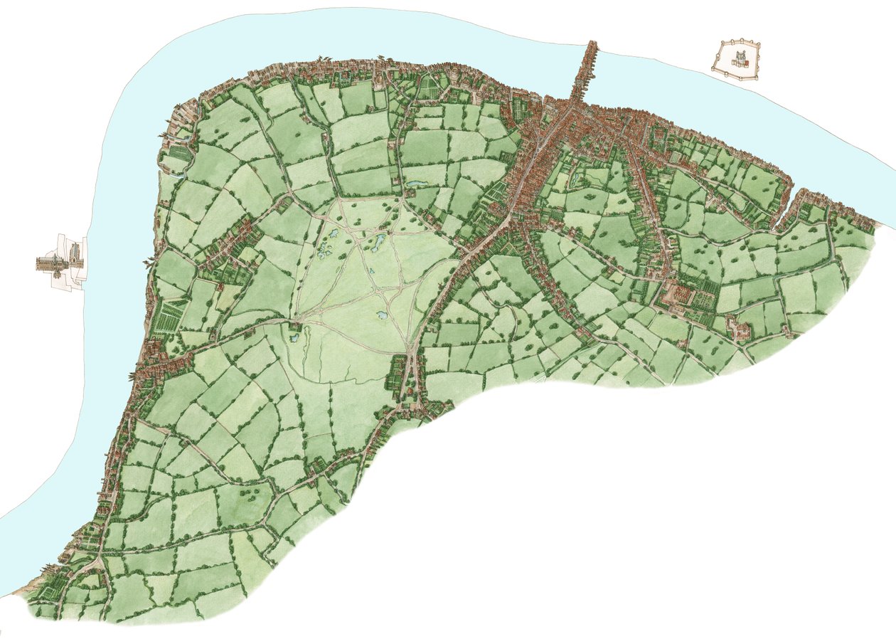 Das Südufer von London, zwischen Vauxhall und Bermondsey um 1600 von Stephen Conlin
