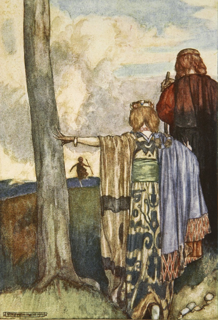 Königin Maeve trifft auf Cuchulain, Illustration aus 