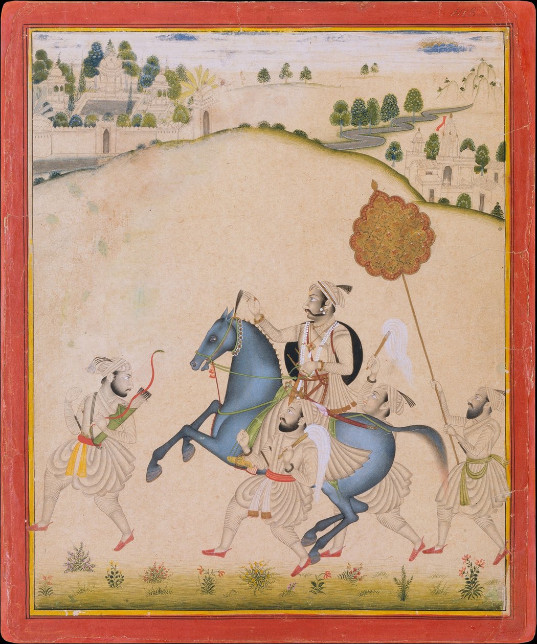 Maharana Amar Singh II reitet ein Jodhpur-Pferd, ca. 1700-1710 von Stipple Master