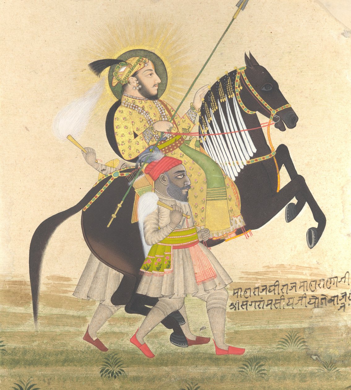 Maharana Sangram Singh reitet auf einem Preis-Hengst, ca. 1712 von Stipple Master