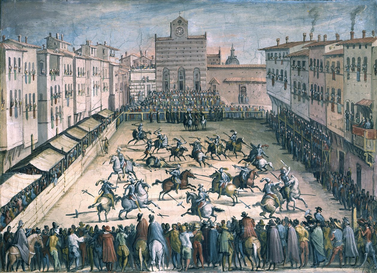 Pferderennen auf der Piazza Santa Croce, 1561-1562 von Stradanus