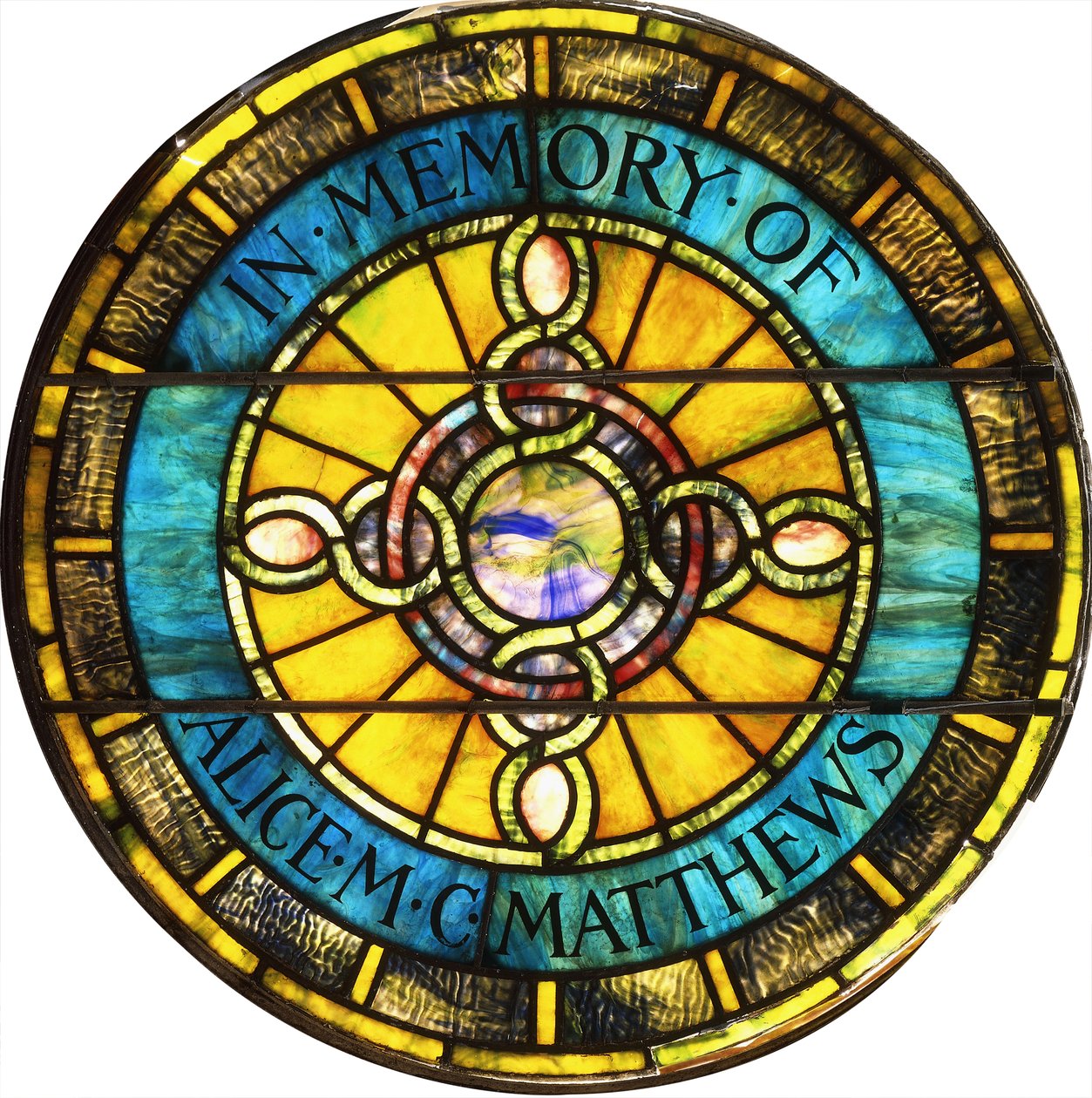 Rundes Bleiglasfenster von Tiffany Studios von Studios Tiffany