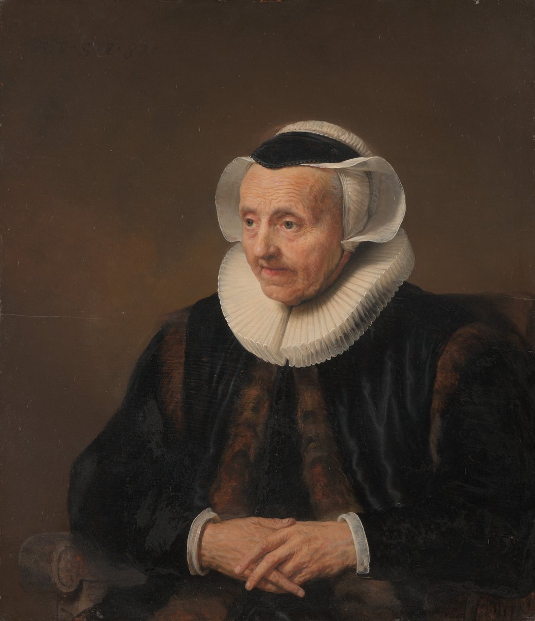 Porträt einer alten Frau von Style of Jacob Backer