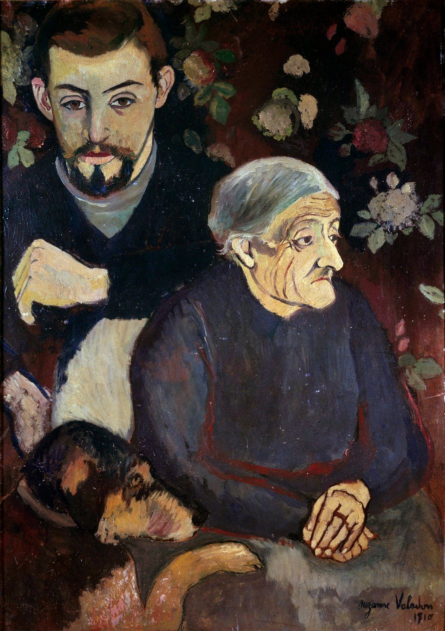 Porträt des Malers Maurice Utrillo, seiner Großmutter und eines Hundes. Gemälde von Suzanne Valadon (1865-1938) von Suzanne Valadon