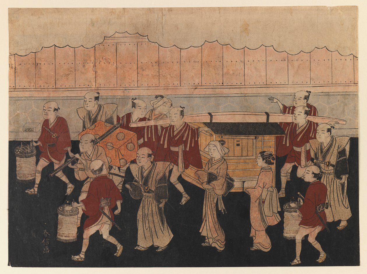 Die Reise der Braut zum Haus ihres Mannes, aus der Serie Die Hochzeitszeremonien, ca. 1768 von Suzuki Harunobu