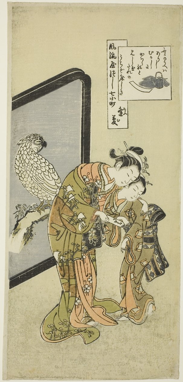 Papagei Komachi (Omu Komachi), aus der Serie Die sieben modischen Aspekte von Komachi von Suzuki Harunobu