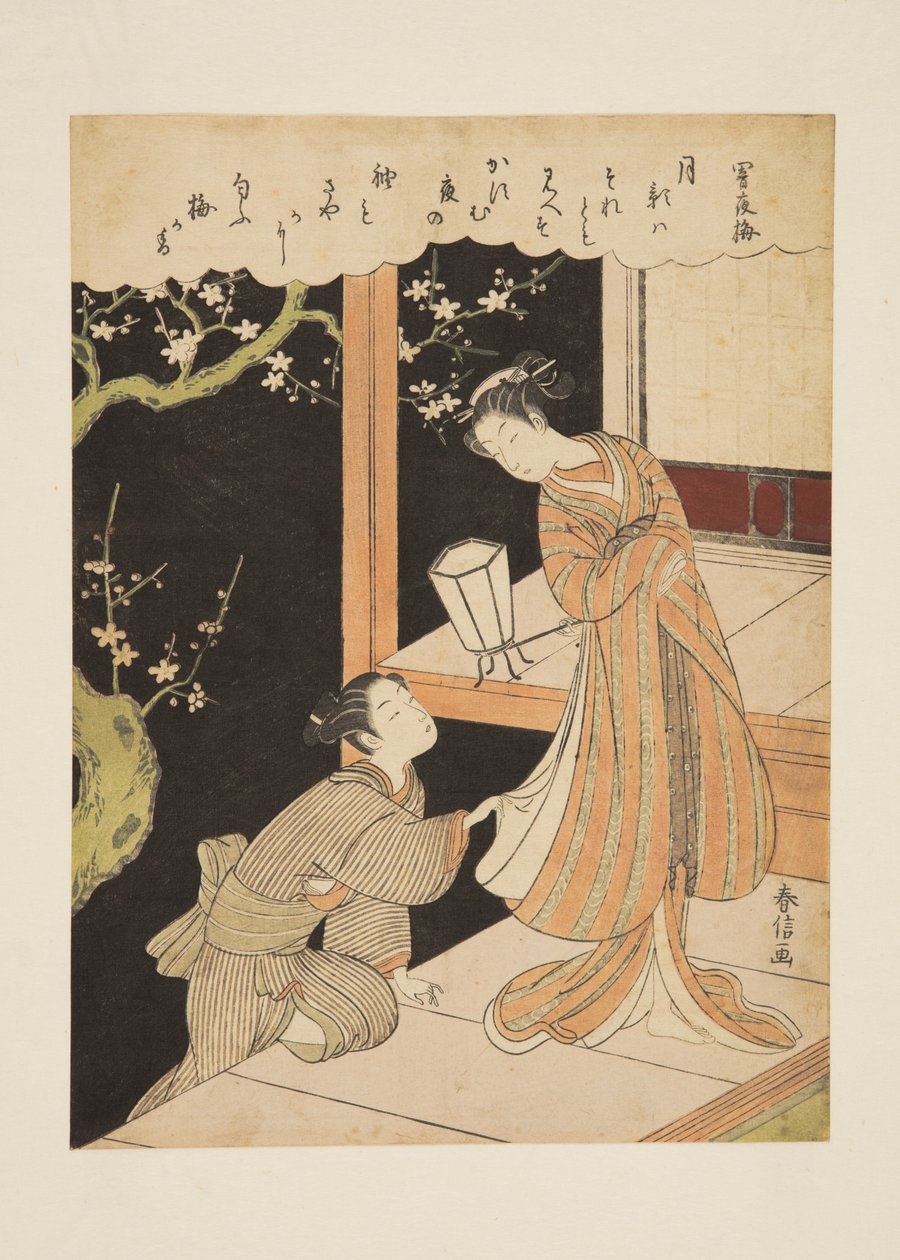Pflaumenblüten in einer dunklen Nacht von Suzuki Harunobu