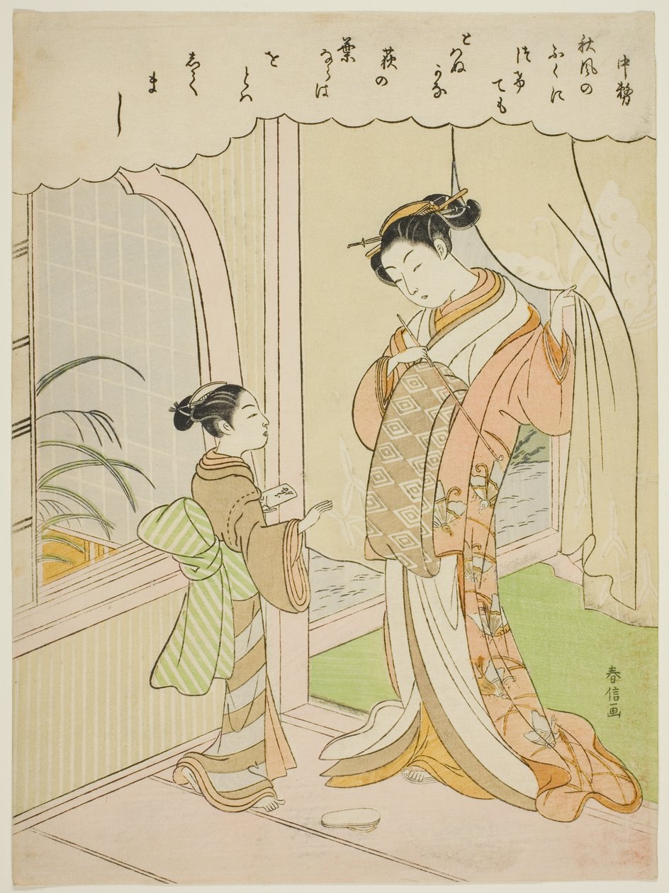 Gedicht von Nakatsukasa, aus einer unbetitelten Serie von Sechsunddreißig unsterblichen Dichtern von Suzuki Harunobu