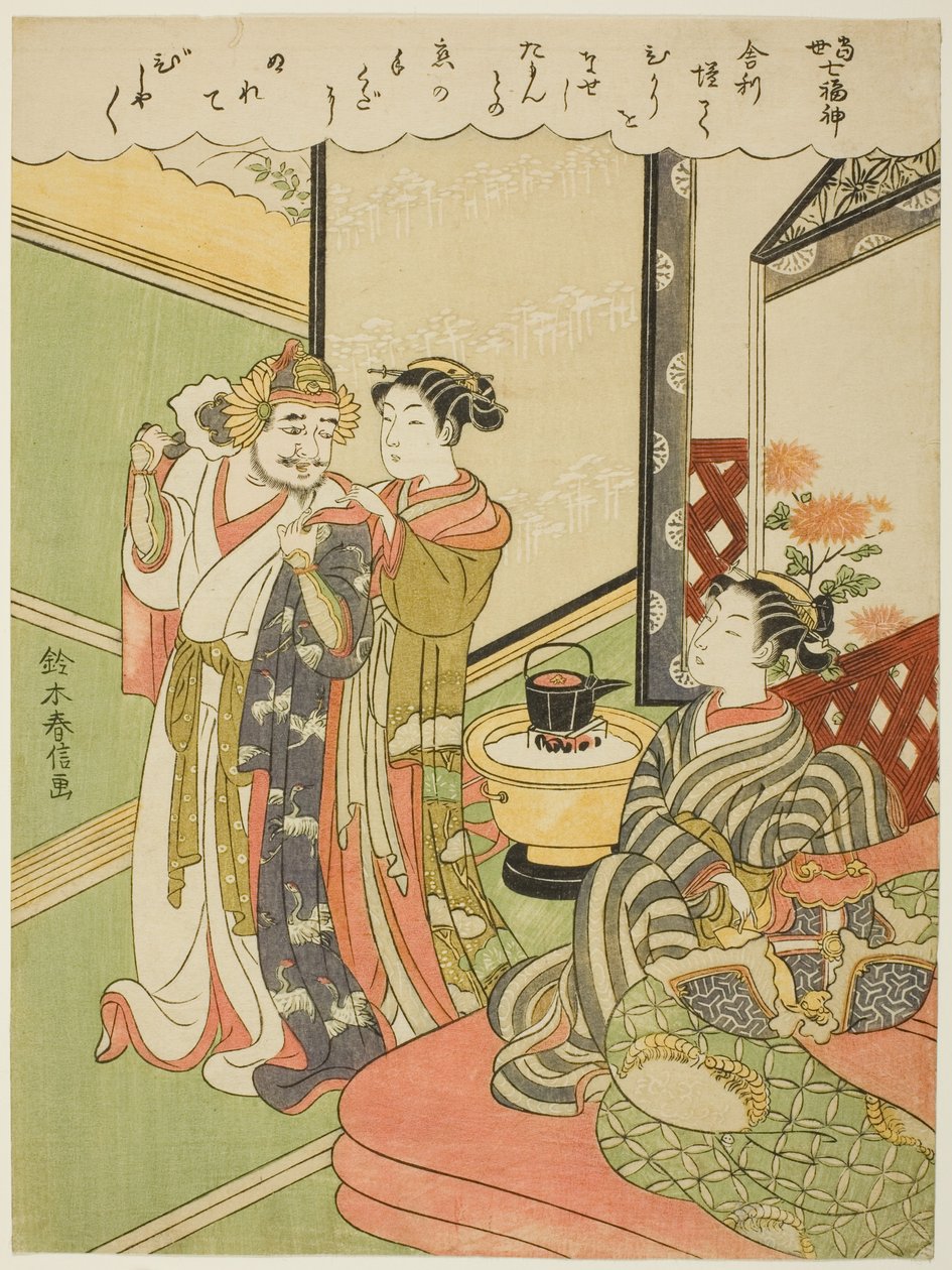 Tamonten, aus der Serie "Die sieben Glücksgötter im modernen Leben (Tosei Shichi Fukujin)" von Suzuki Harunobu