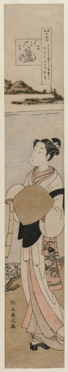 Der Priester Kukai am Tama-Fluss am Berg Koya (aus der Serie Die sechs Tama-Flüsse im Alltag) von Suzuki Harunobu