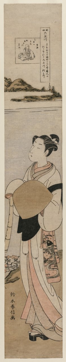 Der Priester Kukai am Tama-Fluss bei Mt. Koya..., späte 1760er Jahre von Suzuki Harunobu