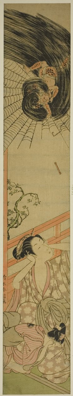 Der getroffene Donnergott überbringt einen Liebesbrief an eine Kurtisane von Suzuki Harunobu