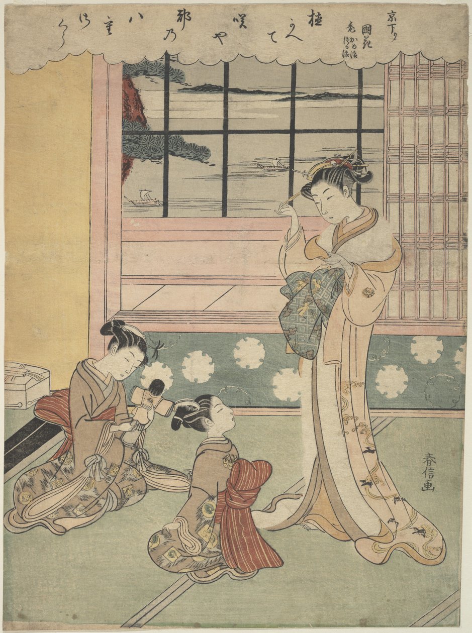 Zum Meer geöffnetes Fenster von Suzuki Harunobu