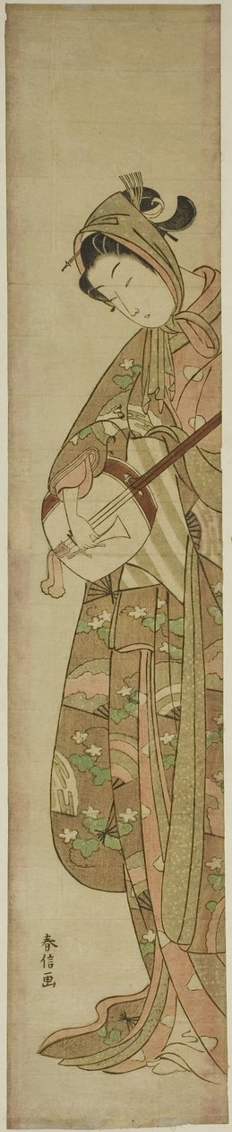 Frau, die Shamisen spielt von Suzuki Harunobu