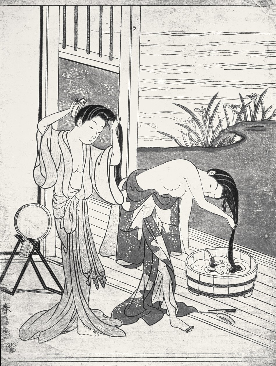 Junge Frauen bei ihrer Toilette von Suzuki Harunobu
