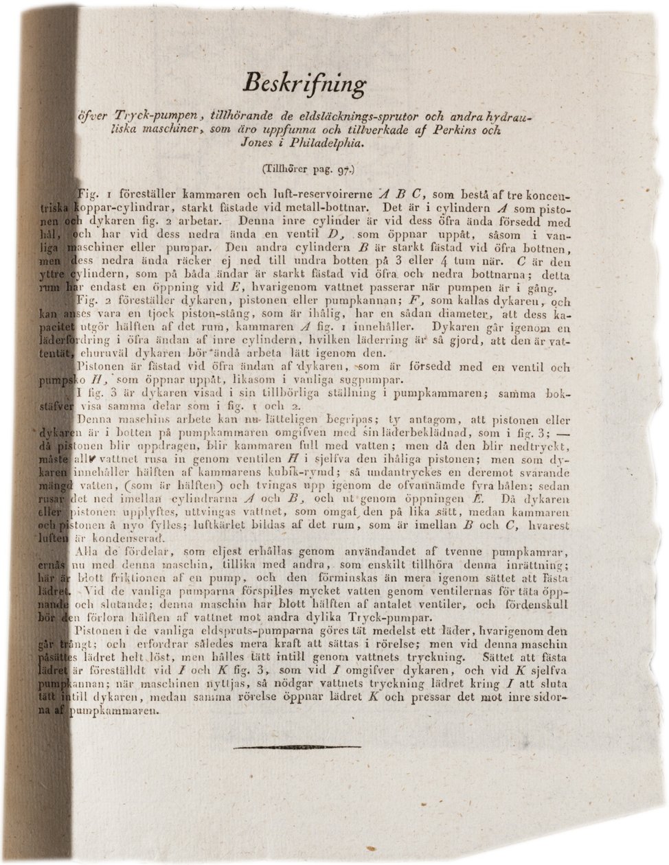 Beschreibung der Hydrauliktechnologie in Philadelphia aus Klinckowstroms Atlas der Vereinigten Staaten, 1824 von Swedish School