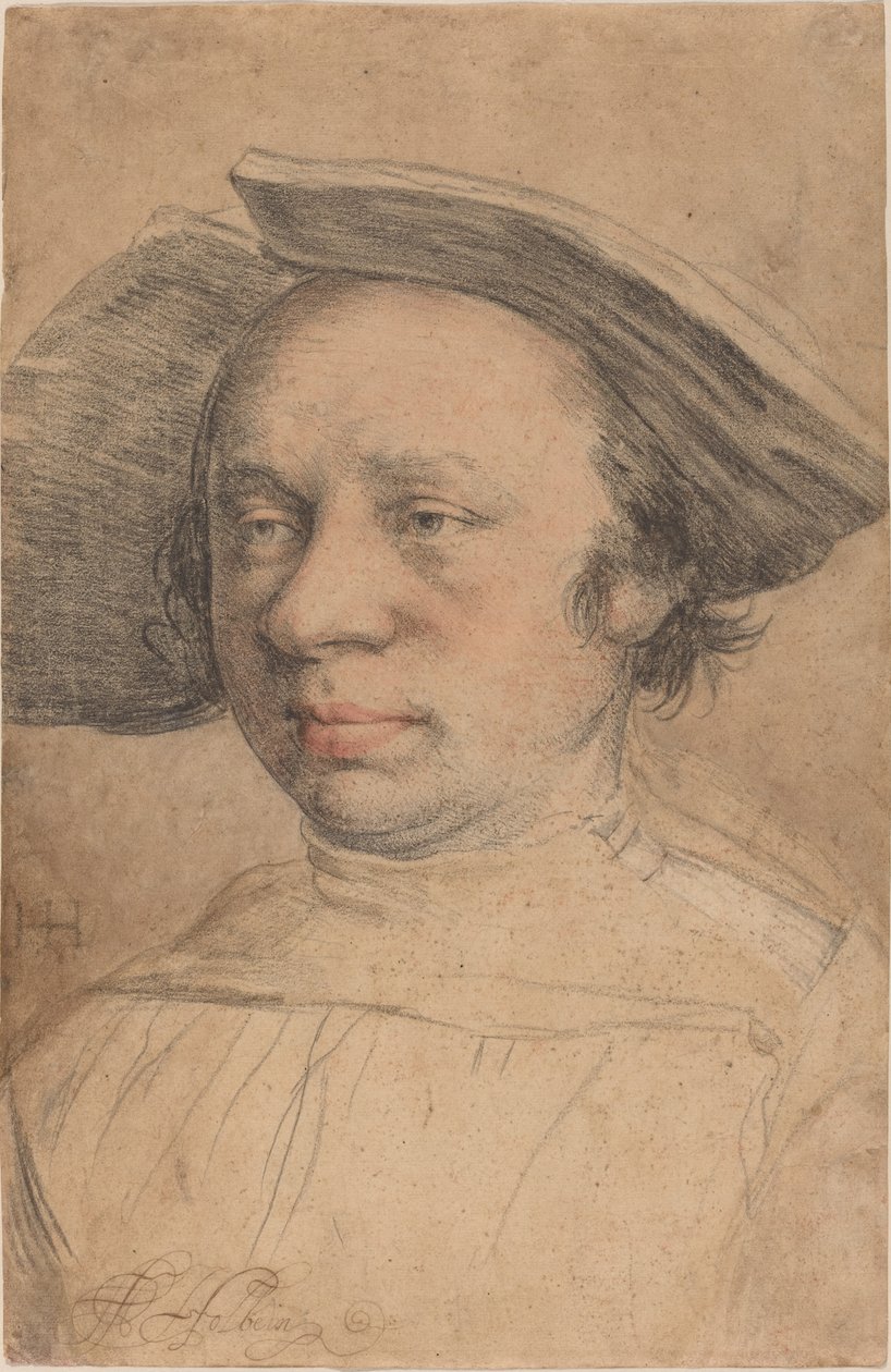 Porträt eines Mannes mit breitkrempigem Hut von Swiss 16th Century after Hans Holbein the Younger