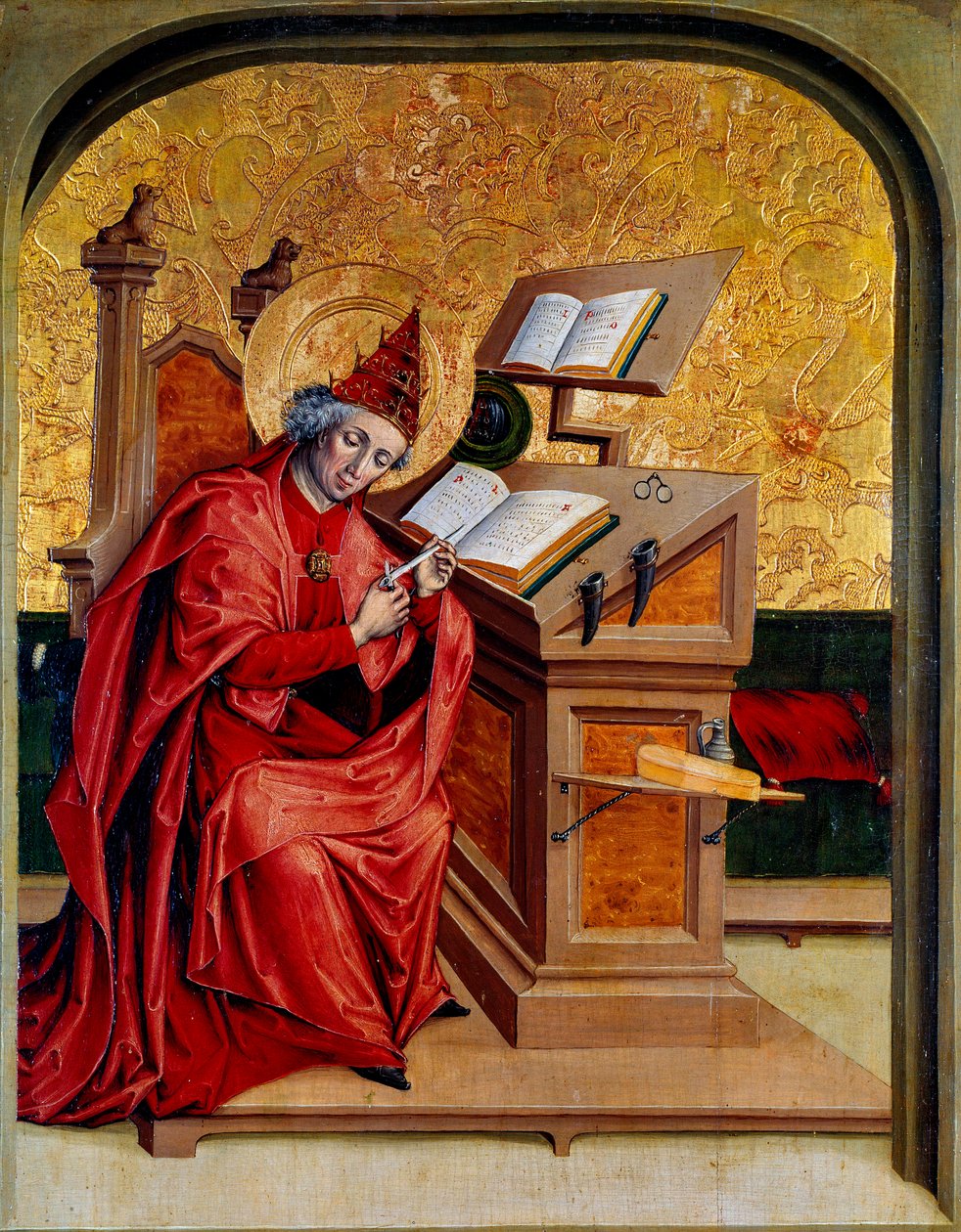 Porträt von Gregor dem Großen (540-604) Papst von 590 bis 604 Gemälde der Schweizer Schule des 15. Jahrhunderts Dijon, Museum der Schönen Künste von Swiss School