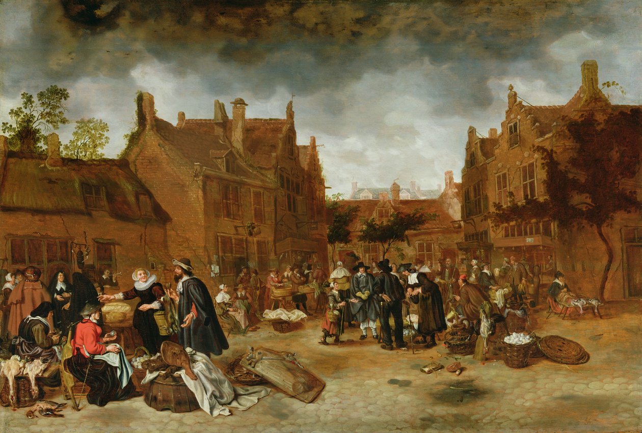 Ein Marktplatz im Winter, 1653 von Sybrandt van Beest