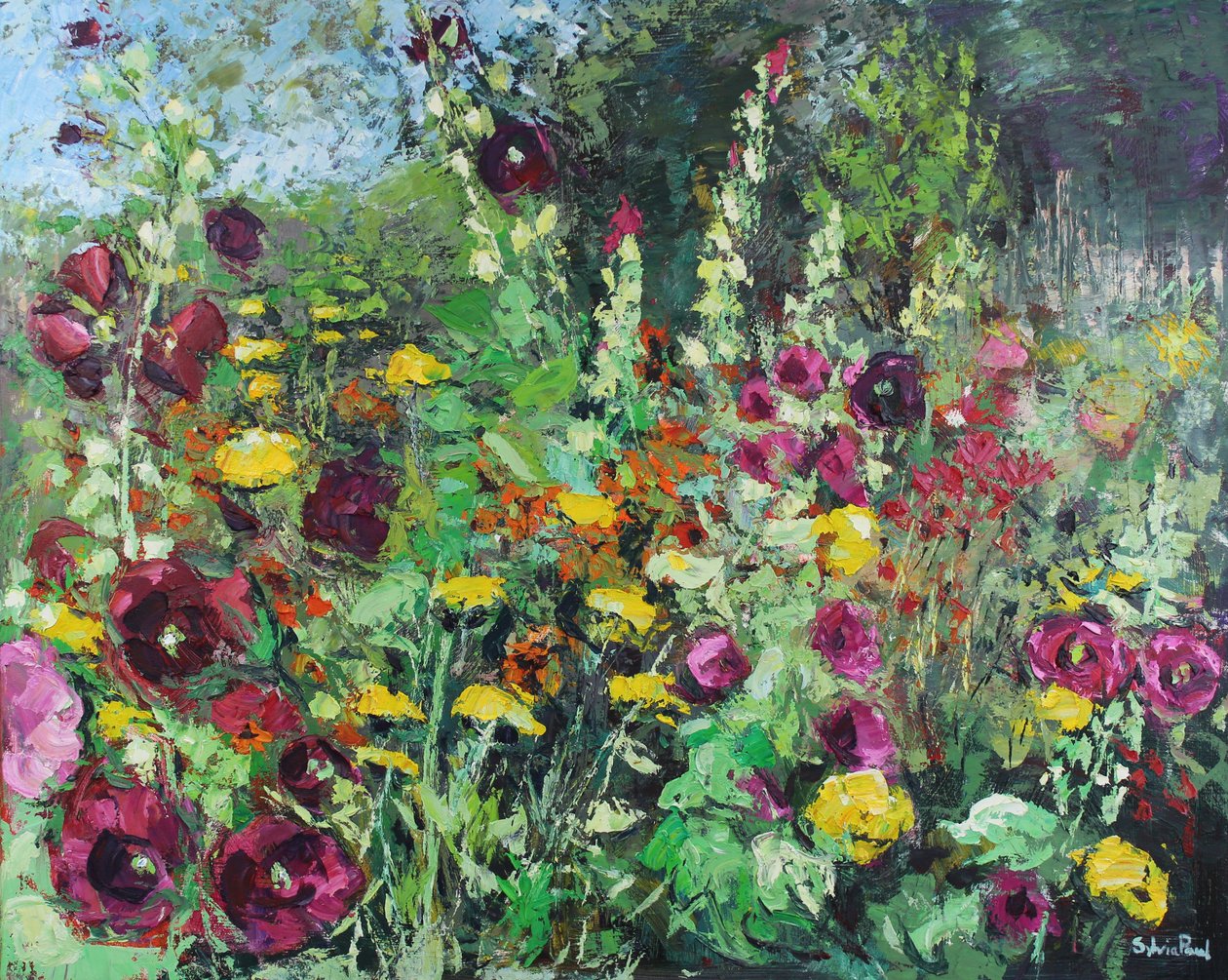 Stockrosengarten, 2021 von Sylvia Paul