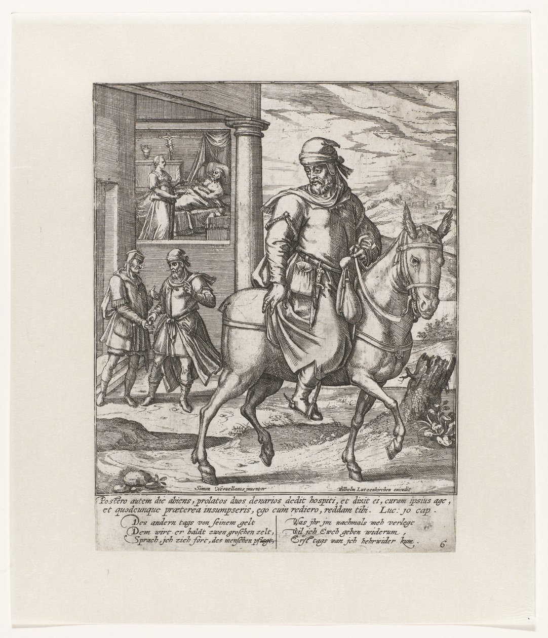 Der barmherzige Samariter bezahlt den Wirt (Gleichnis vom barmherzigen Samariter) von Symon Novelanus