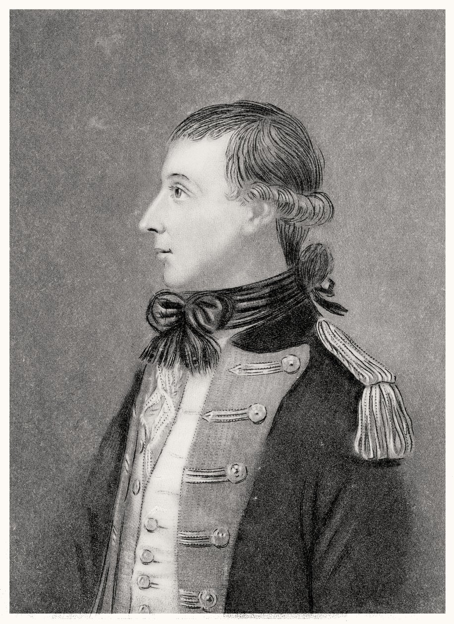 Theobald Wolfe Tone (1763-98), aus einem Originalporträt, das ihn in seiner Freiwilligenuniform darstellt von T.W. Huffam