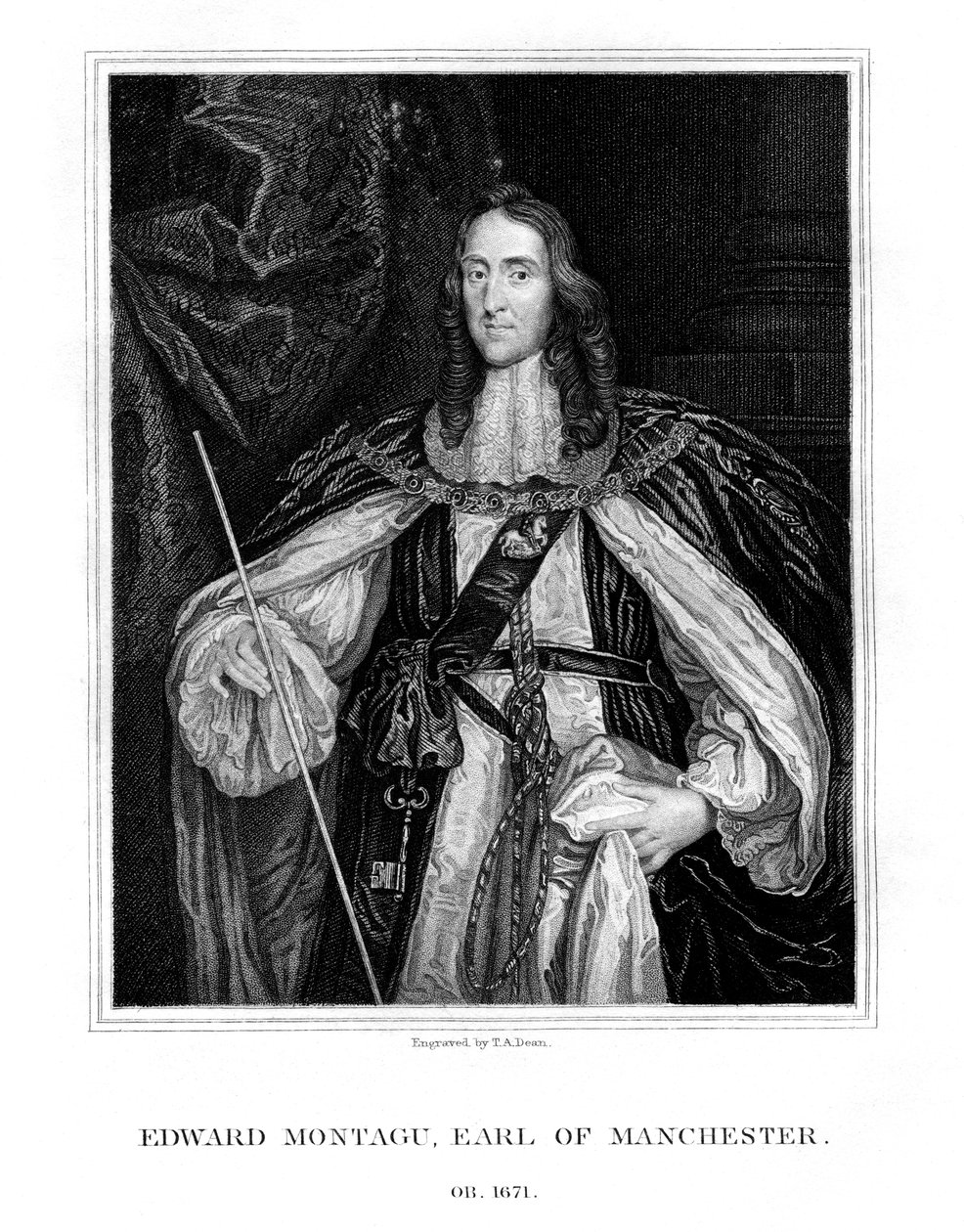 Edward Montagu, 2. Earl of Manchester, englischer Soldat, 1828 von T. A. Dean