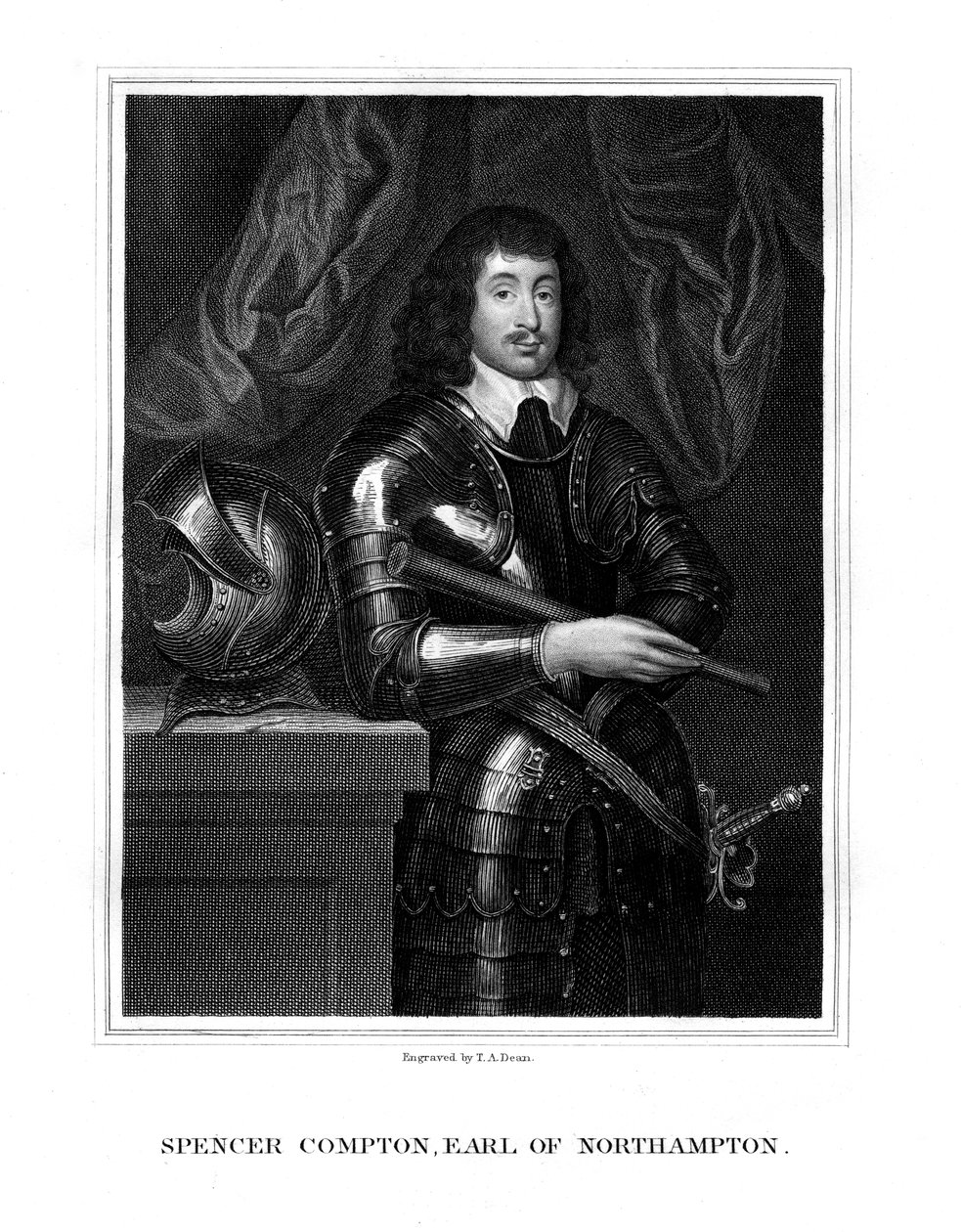Spencer Compton, 2. Earl of Northampton, royalistischer Soldat, 1827 von T. A. Dean