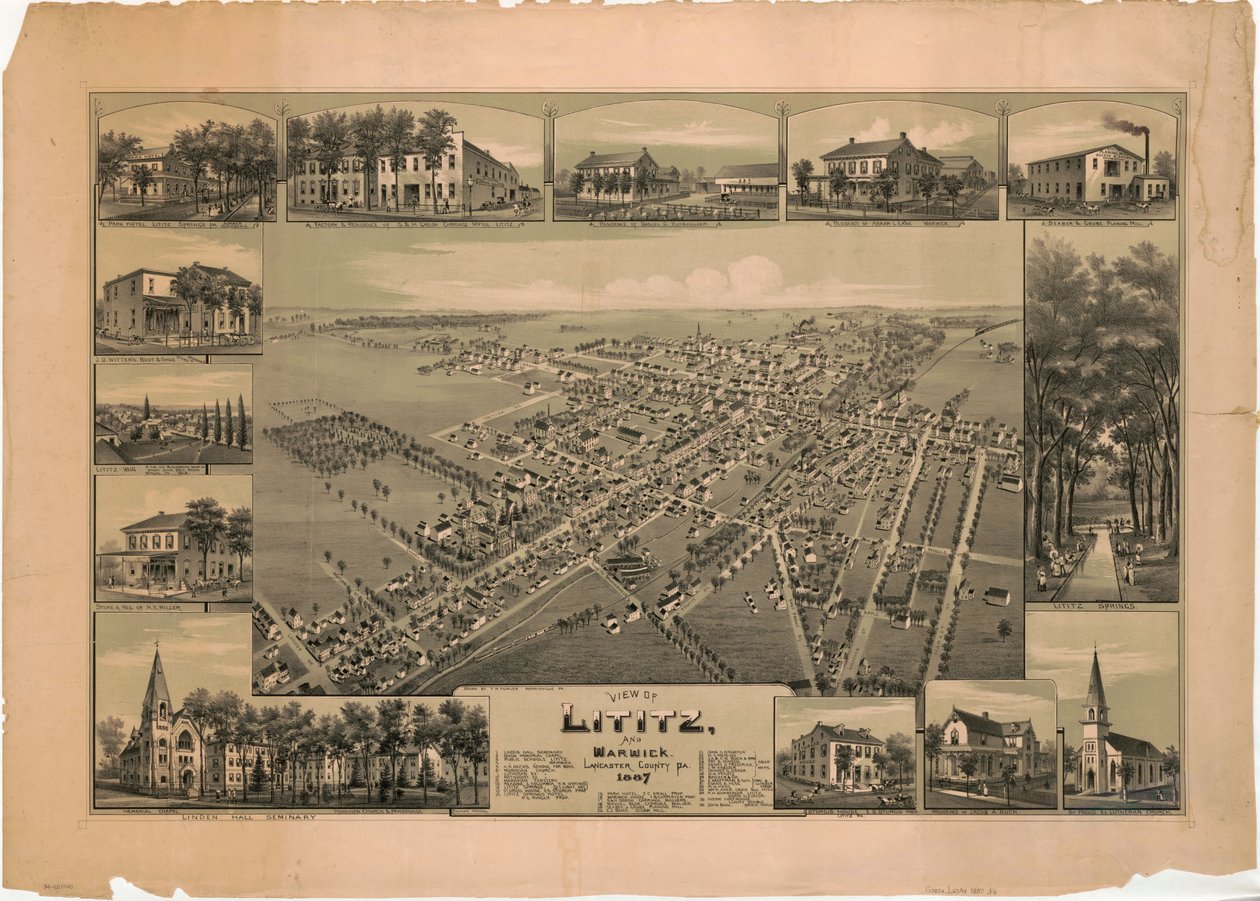 Ansicht von Lititz und Warwick, Lancaster County, Pa.: 1887 von T. M. Fowler