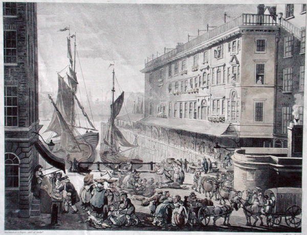 Billingsgate Market, graviert von J. Bluck von T. and Pugin A.C. (after) Rowlandson
