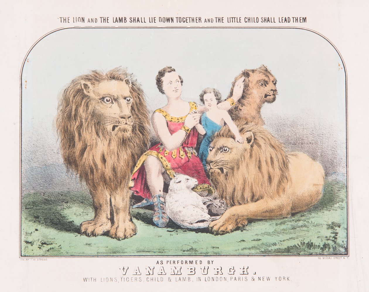 Der Löwe und das Lamm werden zusammen liegen und das kleine Kind wird sie führen, um 1840 von T. W. Strong