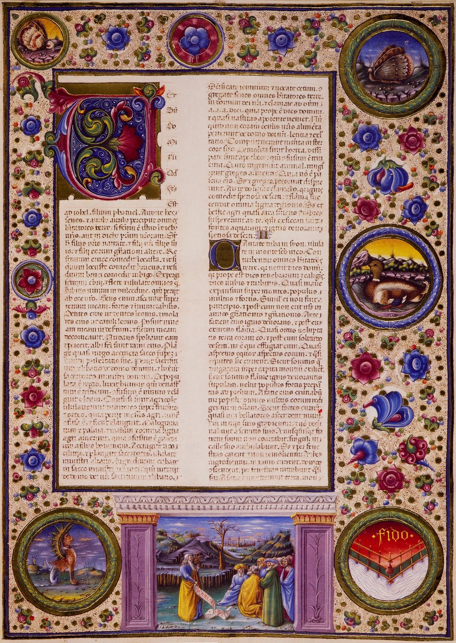 Incipit aus dem Buch Joel, aus Band II der Bibel von Borso d