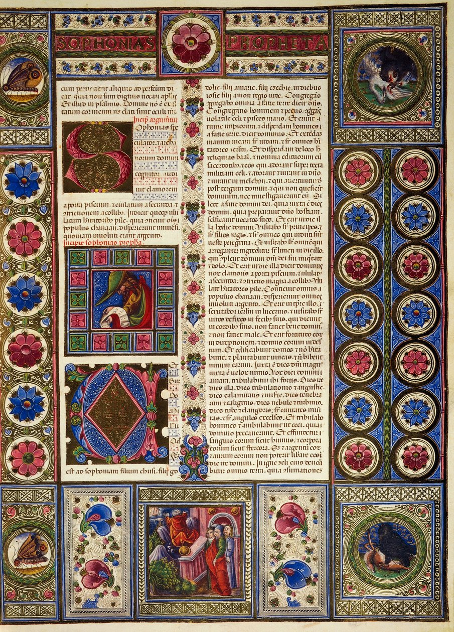 Incipit aus dem Buch Micha, aus Band II der Bibel von Borso d'Este ...